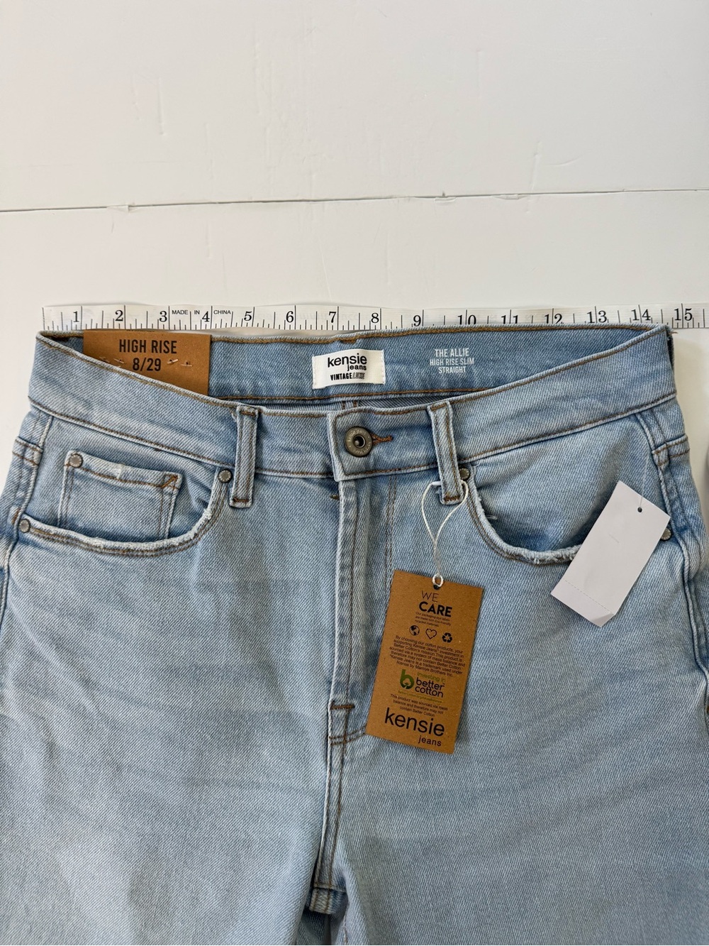kensie Vintage Luxe Light Blue High-Rise Jeans - Picture 8 of 9